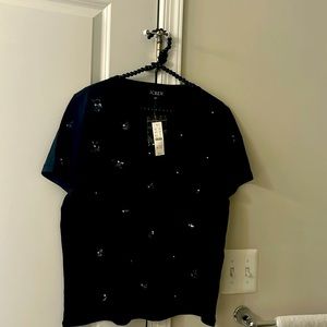 J Crew Embellished sequin flower tee shirt
